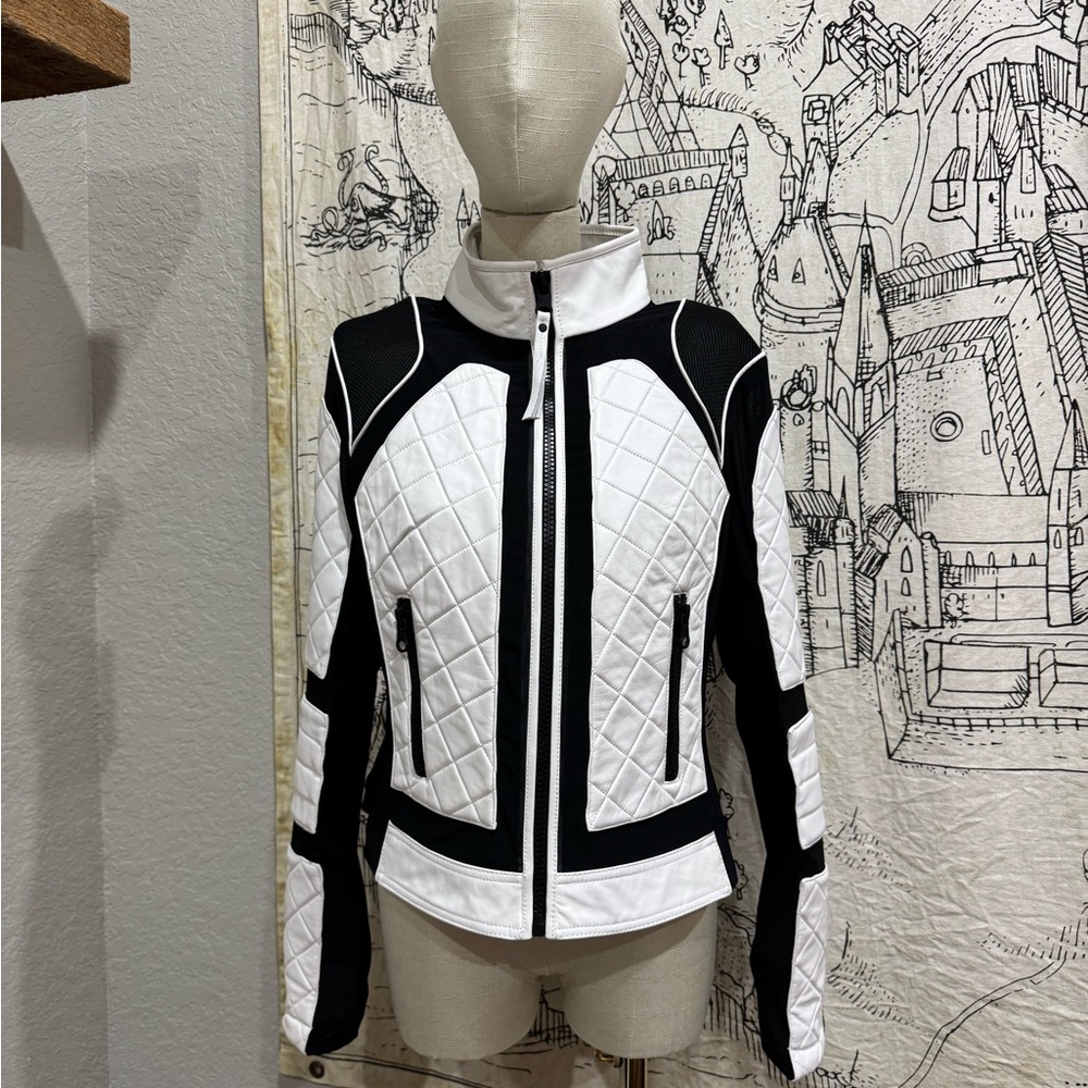 Blanc Noir Black and White Jacket with Geometric Design